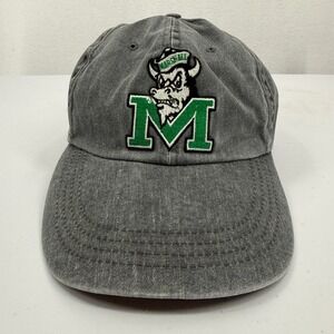 Marshall Thundering Herd Hat Unisex OSFM Gray‎ Washed Twill Cotton Deluxe Caps